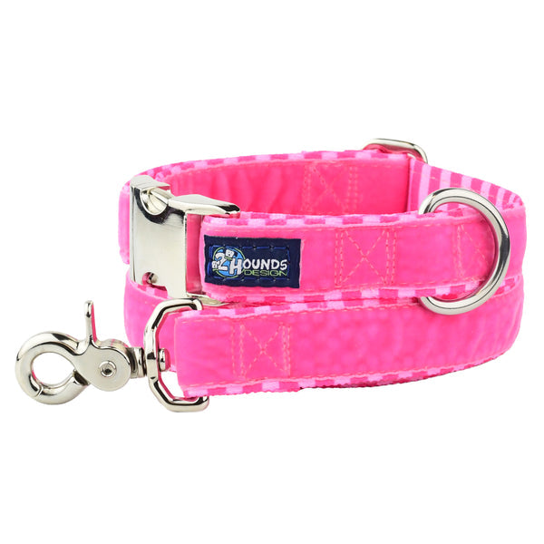 Pink Stripes Velvet Essential Dog Collar (1 Only)