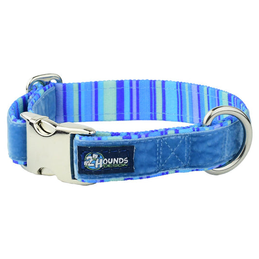 Blue Stripes Velvet Essential Dog Collar (1 Only)