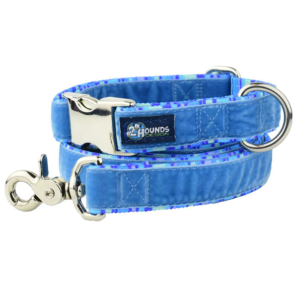 Blue Stripes Velvet Essential Dog Collar (1 Only)