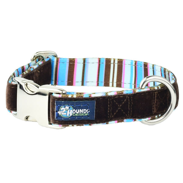 Brown Stripes Velvet Essential Dog Collar (1 Only)