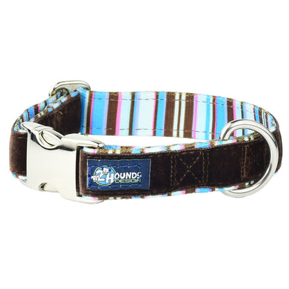 Brown Stripes Velvet Essential Dog Collar (1 Only)