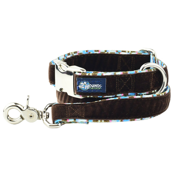 Brown Stripes Velvet Essential Dog Collar (1 Only)