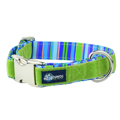 Green Stripes Velvet Essential Dog Collar (1 Only)
