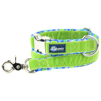 Green Stripes Velvet Essential Dog Collar (1 Only)