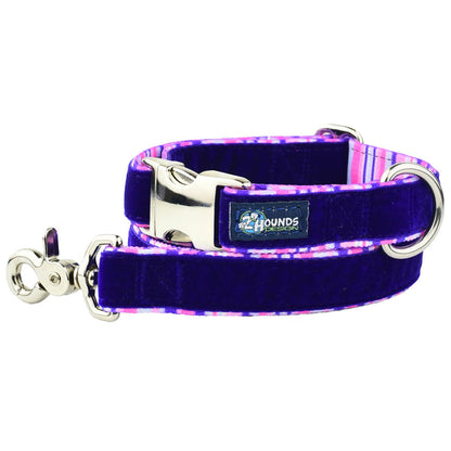 Purple Stripes Velvet Essential Dog Collar (1 Only)