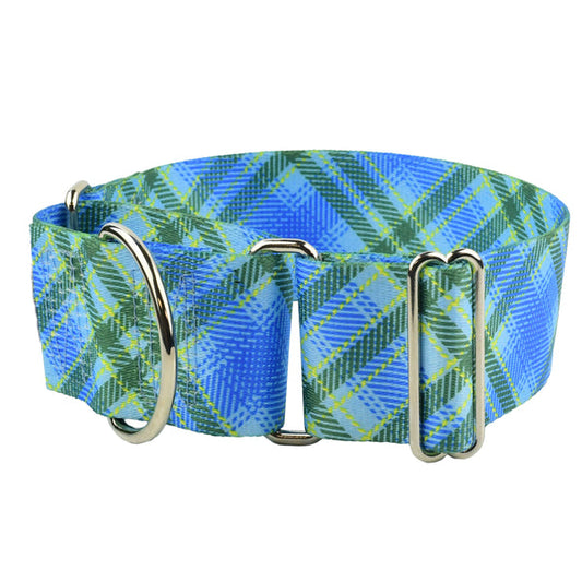 Blue Kilt Plaid  2 Wide Martingale Dog Collar