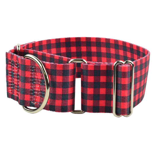 Buffalo Plaid Red 2 Wide Martingale Dog Collar