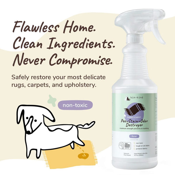 $2 OFF: Kin+Kind Pee+Stain+Odor Destroyer 32oz (Fabric+Carpet)- Floral Lavender